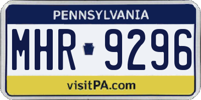 PA license plate MHR9296