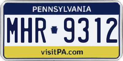 PA license plate MHR9312