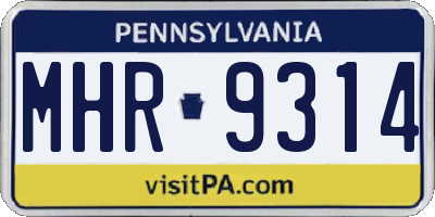 PA license plate MHR9314