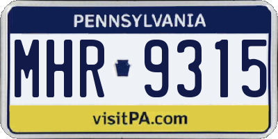PA license plate MHR9315