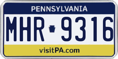 PA license plate MHR9316