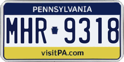 PA license plate MHR9318