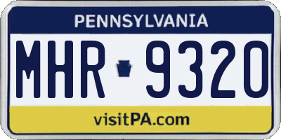 PA license plate MHR9320