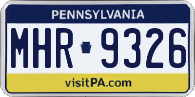 PA license plate MHR9326