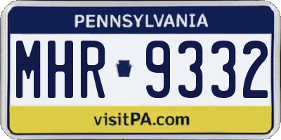 PA license plate MHR9332
