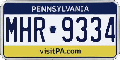 PA license plate MHR9334