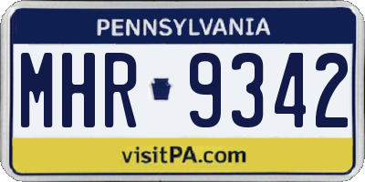 PA license plate MHR9342
