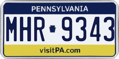 PA license plate MHR9343