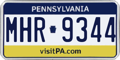 PA license plate MHR9344