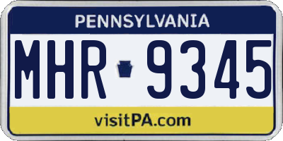 PA license plate MHR9345