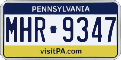 PA license plate MHR9347