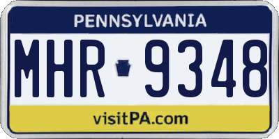 PA license plate MHR9348