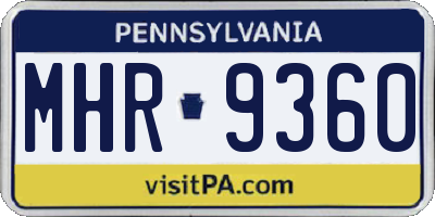 PA license plate MHR9360