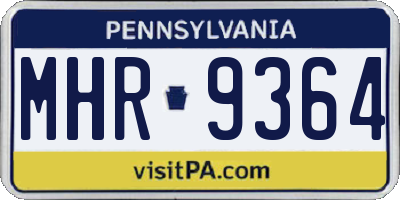 PA license plate MHR9364