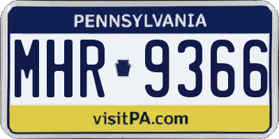 PA license plate MHR9366