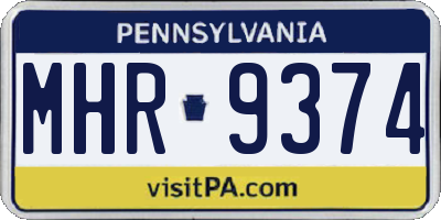 PA license plate MHR9374