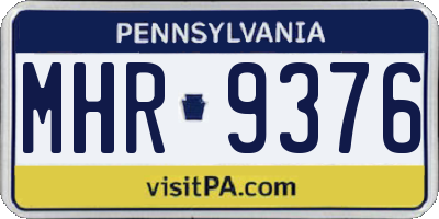 PA license plate MHR9376