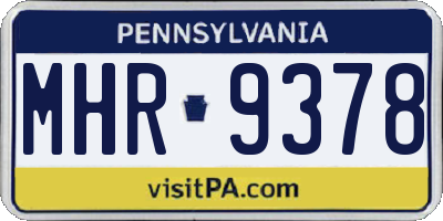 PA license plate MHR9378