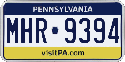 PA license plate MHR9394