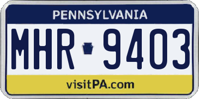 PA license plate MHR9403