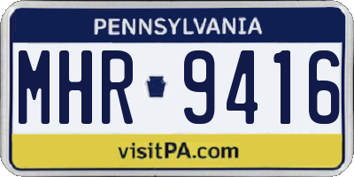 PA license plate MHR9416