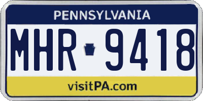 PA license plate MHR9418