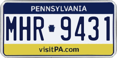 PA license plate MHR9431