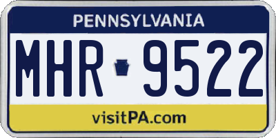 PA license plate MHR9522