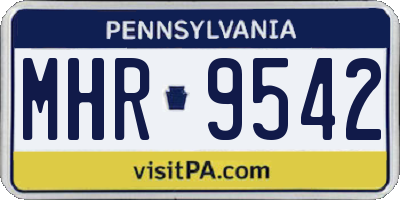 PA license plate MHR9542