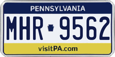 PA license plate MHR9562