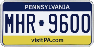 PA license plate MHR9600