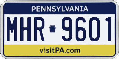 PA license plate MHR9601