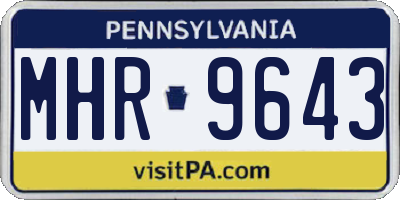 PA license plate MHR9643