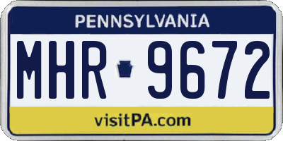 PA license plate MHR9672