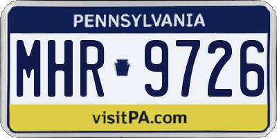 PA license plate MHR9726