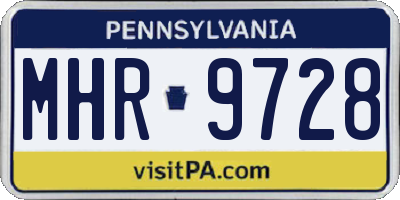 PA license plate MHR9728