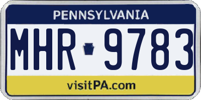 PA license plate MHR9783