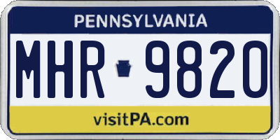 PA license plate MHR9820