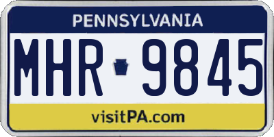 PA license plate MHR9845