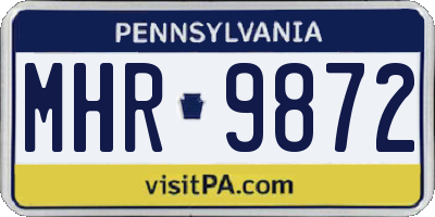 PA license plate MHR9872