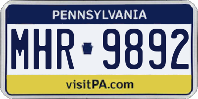 PA license plate MHR9892