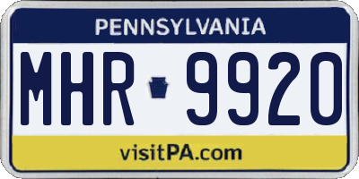 PA license plate MHR9920
