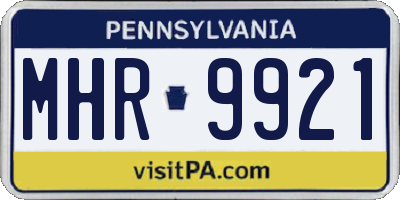 PA license plate MHR9921