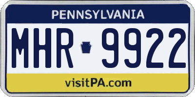 PA license plate MHR9922