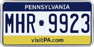 PA license plate MHR9923