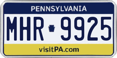 PA license plate MHR9925