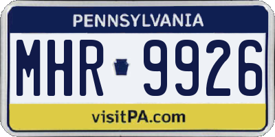 PA license plate MHR9926