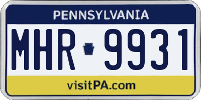 PA license plate MHR9931