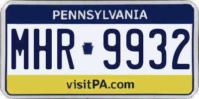 PA license plate MHR9932
