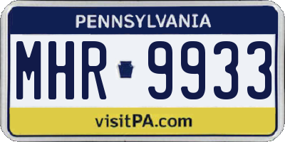PA license plate MHR9933